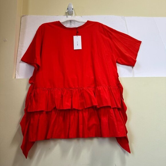 Zara W/B NEW Oversized Poplin Ruffles Dress Lightweight Boxy Tunic Cotton Shift - Picture 2 of 16